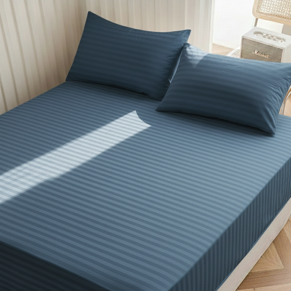 Striped Sateen Fitted Sheet