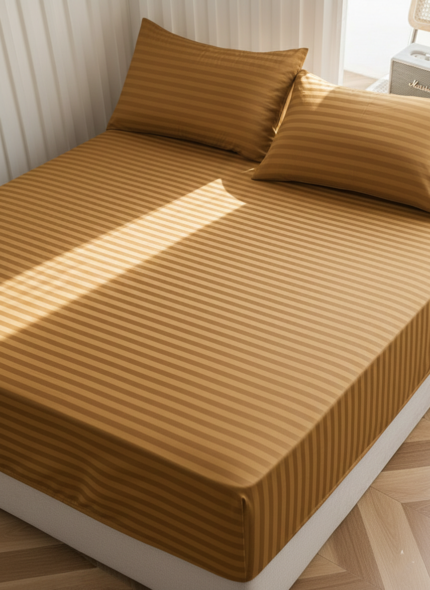 Striped Sateen Fitted Sheet