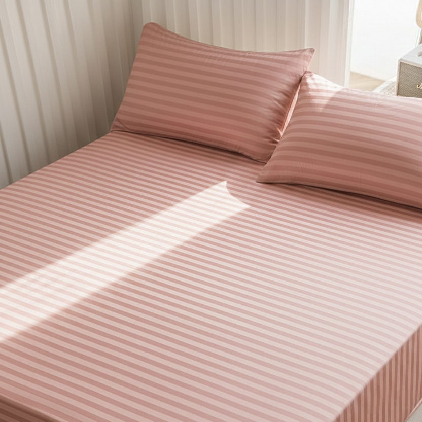 Striped Sateen Fitted Sheet